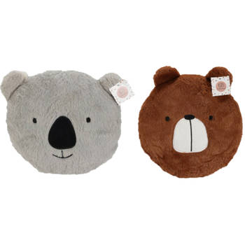 Dieren sierkussens - set 2x - kinderkamer - beer/koala - 30 cm - polyester - Sierkussens