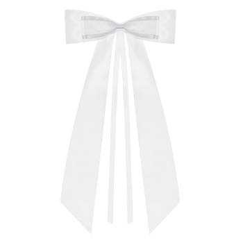 PartyDeco trouwauto antenne lint strik - Bruiloft - wit - 4x stuks - 14 cm - just married - Feestdecoratievoorwerp