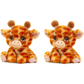 Keel Toys Pluche knuffel dier giraffe - 2x - super zacht - 16 cm - Knuffeldier
