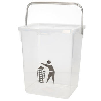Plasticforte Gft afvalbakje voor aanrecht - 5L - klein - transparant - afsluitbaar - 20 x 17 x 23 cm - compostbakje - Pr