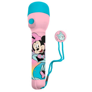 Disney Minnie Mouse kinder zaklamp/leeslamp - roze/blauw - kunststof - 16 x 4 cm - Kinder zaklampen