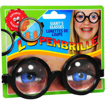Fop bril met jampot glazen - zwart - kunststof - voor kinderen - Fopartikelen