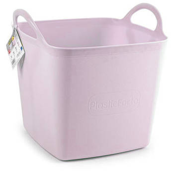 Plasticforte Kuip/emmer/wasmand - flexibel - roze - 27 liter - vierkant - kunststof - Wasmanden