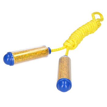 Springtouw - met kunststof handvatten - geel/goud - 210 cm - speelgoed - Springtouwen