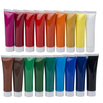 Acrylverf tubes in 18 kleuren 36 ml - Hobbyverf