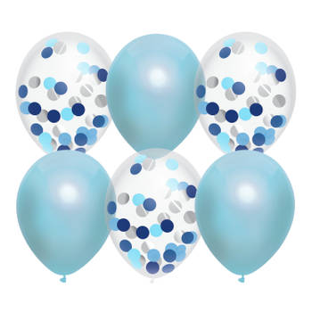 Feestversiering blauw-mix thema ballonnen 6x stuks 30 cm - Ballonnen