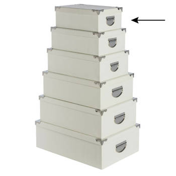 5Five Opbergdoos/box - ivoor wit - L28 x B19.5 x H11 cm - Stevig karton - Crocobox - Opbergbox