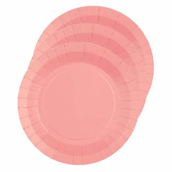 Santex feest bordjes rond roze - karton - 10x stuks - 22 cm - Feestbordjes
