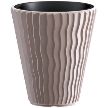 Prosperplast Plantenpot/bloempot Sand Waves - buiten/binnen - kunststof - beige - D35 x H38 cm - Plantenpotten