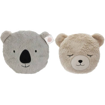 Dieren sierkussens - set 2x - kinderkamer - beer/koala - 30 cm - polyester - Sierkussens