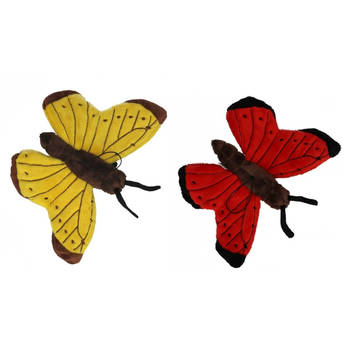 Set van 2x stuks pluche vlinder knuffeldieren van 21 cm - Knuffeldier
