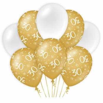 Paperdreams 30 jaar leeftijd thema Ballonnen - 24x - goud/wit - Verjaardag feestartikelen - Ballonnen