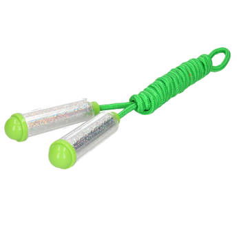 Springtouw - met kunststof handvatteni¿½- groen/zilver - 210 cm - speelgoed - Springtouwen