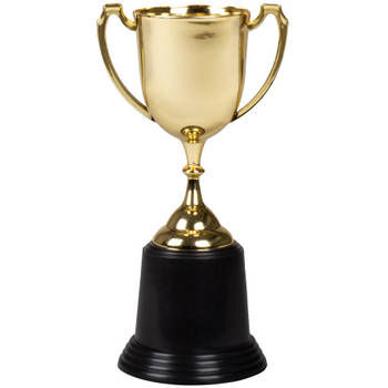 Trofee/prijs beker met handvatenA‚A - goud - kunststof - 22 cm - Fopartikelen