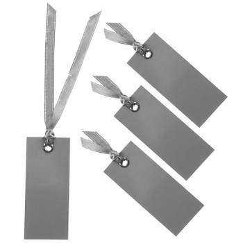 Santex cadeaulabels met lintje - set 120x stuks - grijs - 3 x 7 cm - naam tags - Cadeauversiering