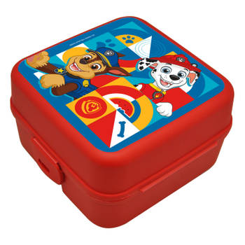 Paw Patrol&nbsp;broodtrommel/lunchbox voor kinderen - rood - kunststof - 14 x 8 cm - Lunchboxen
