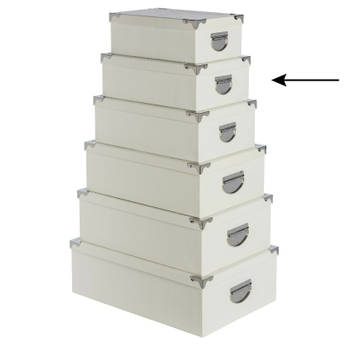 5Five Opbergdoos/box - 4x - ivoor wit - L32 x B21.5 x H12 cm - Stevig karton - Crocobox - Opbergbox