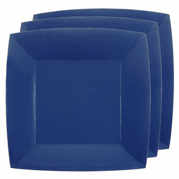 Santex feest gebak/taart bordjes - kobalt blauw - 10x stuks - karton - 18 cm - Feestbordjes