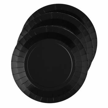 Santex feest bordjes rond zwart - karton - 30x stuks - 22 cm - Feestbordjes