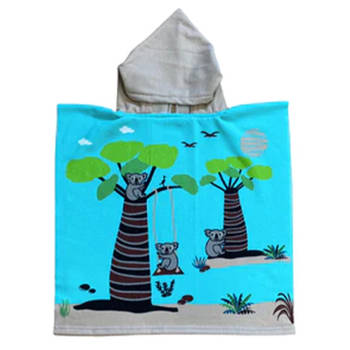 Bad cape/poncho - kinderen - koala print - 60 x 120 cm - microvezel - Badcapes