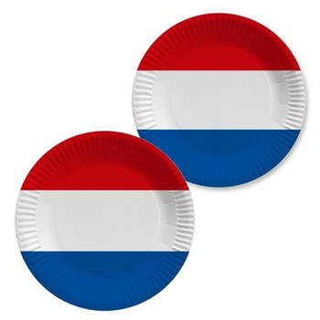 Holland/nederlandse vlag gebaksbordjes - 30x - karton - D23 cm - Feestbordjes