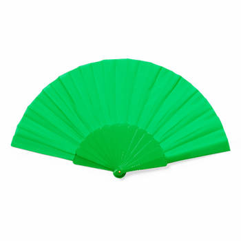 Spaanse handwaaier - groen - gerecycled kunststof/polyester - 42 x 23 cm - Verkleedattributen