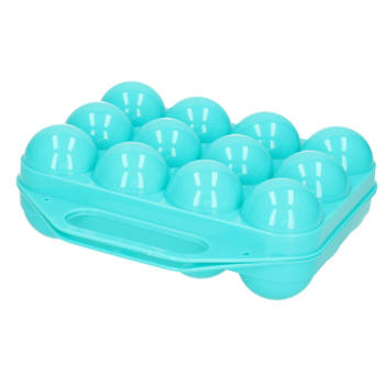 Eierdoos - koelkast organizer eierhouder - 12 eieren - blauw - kunststof - 20 x 19 cm - Vershoudbakjes
