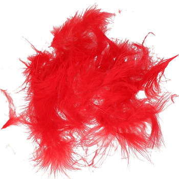 Santex Hobby knutsel veren - 20x - rood - 7 cm - sierveren - decoratie - Hobbydecoratieobject