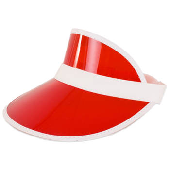 Verkleed zonneklep/sunvisor - voor volwassenen - rood/wit - Carnaval hoed - Verkleedhoofddeksels