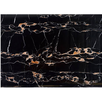 Decoratie plakfolie - marmer patroon zwart/goud - 45 cm x 2 m - zelfklevend - Meubelfolie