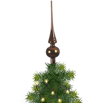 Kerstboom glazen piek bruin glans 26 cm - kerstboompieken