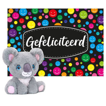 Keel toys - Cadeaukaart Gefeliciteerd met knuffeldier koala 16 cm - Knuffeldier