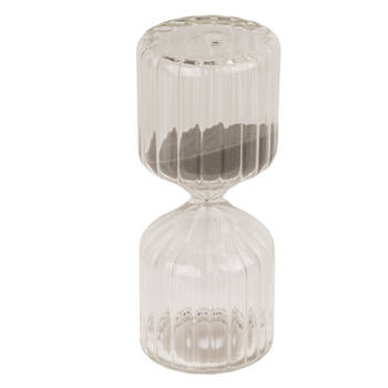 Zandloper woondecoratie - glas - 13 x 6 cm - grijs zand - Zandlopers