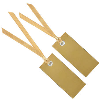 Santex cadeaulabels met lintje - set 24x stuks - goud - 3 x 7 cm - naam tags - Cadeauversiering