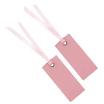 Santex cadeaulabels met lintje - set 24x stuks - roze - 3 x 7 cm - naam tags - Cadeauversiering