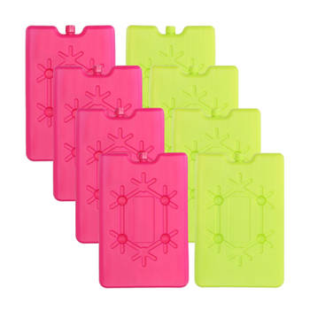 Voordeelset van 8x koelelementen groen/roze 200 ML en 11 x 16 cm - Koelelementen