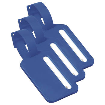 Kofferlabel Janina - 4x - blauw - 9 x 5 cm - reiskoffer/handbagage label - Bagagelabels