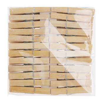 Bamboe wasknijpers - 48x - hout - 7 cm - Knijpers