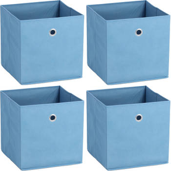 Zeller opbergmand/kastmand - 4x - 22 liter - blauw - 28 x 28 x 28 cm - Opbergmanden