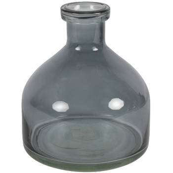 Countryfield Bloemenvaas Low Bottle - transparant donkergrijs - glas - D18 x H20 cm - Buikfles - Vazen