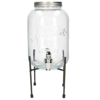 Limonade/drankdispenser op verhoger - 3.8 liter - transparant glas - H35 x B17 cm - Drankdispensers