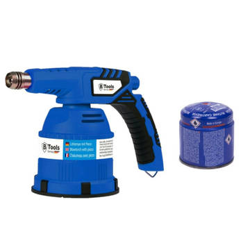 Gasbrander/soldeerbrander - verstelbaar - blauw - incl. gas navulling 190 gram - Aansteker
