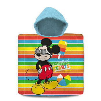 Disney Mickey Mouse bad cape/poncho - 60 x 120 cm - katoen - voor kinderen - Badcapes