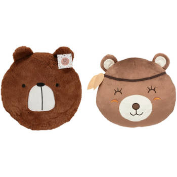 Dieren sierkussens - set 2x - kinderkamer - beren - 30 cm - polyester - Sierkussens