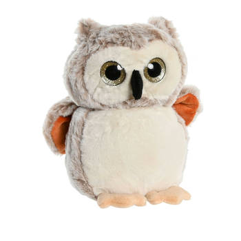 Items speelgoed Uil vogel knuffeldier van zachte pluche - lichtbruin - 20 cm - Vogel knuffels