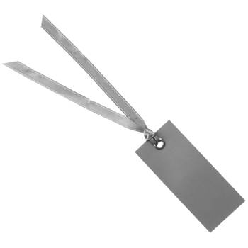 Santex cadeaulabels met lintje - set 12x stuks - grijs - 3 x 7 cm - naam tags - Cadeauversiering