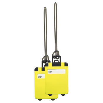 Kofferlabel Jenson - 2x - geel - 8 x 5.5 cm - reiskoffer/handbagage label - Bagagelabels