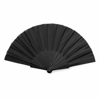 Spaanse handwaaier - zwart - gerecycled kunststof/polyester - 42 x 23 cm - Verkleedattributen