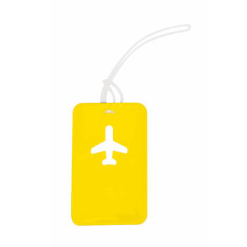 Kofferlabel van kunststof - geel - 11 x 7 cm - reiskoffer/handbagage labels - Bagagelabels