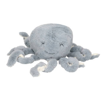 Atmosphera Octopus/inktvis knuffel van zachte pluche - grijs/wit - 22 cm - Knuffeldier